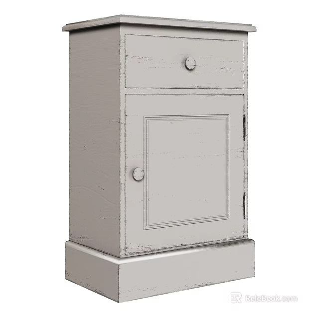 Minimalist Wooden Nightstand With Drawer Cabinet Storage And Stable Base Design Structure 3d model 