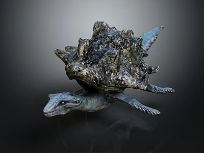 Mythical Fantasy Turtle Creature With Rock Like Shell And Webbed Limbs Features 3d model