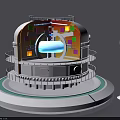 Smart Machine Featuring Circular Structure Multi Level Platforms Blue Core And Colorful Panels 3d model