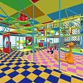 Colorful Multi Level Playground Structure With Slide Wave Design And Enclosure