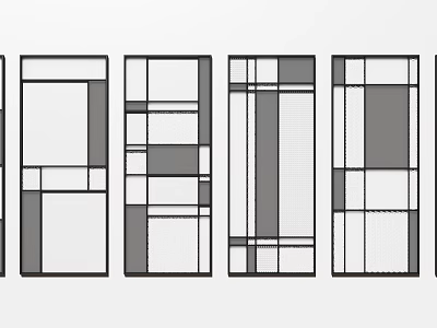 Modern Geometric Room Dividers With Black And White Panel Structures 3d model