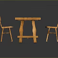 Rustic Wooden Dining Table And Chairs Set With Simple Design For Home Interior