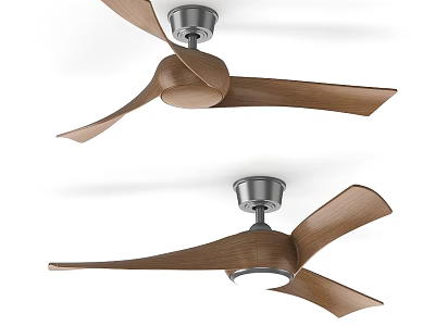 Modern Wooden Blade Ceiling Fans With Metal Base For Home Ventilation 3d model