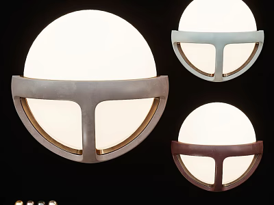 Modern Wall Lamps With Round Globe Shades And Three Color Metal Brackets 3d model