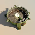 Green Ceiling Light With Metal Frame And Wire Mesh Cover Illuminated Bulb