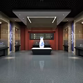 Cultural Center Exhibition Hall With Glass Display Cases Ancient Relics And Wall Exhibits
