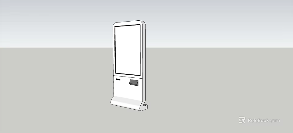 Public Facility Interactive Kiosk With Large Touch Screen And User Interface 3d model 