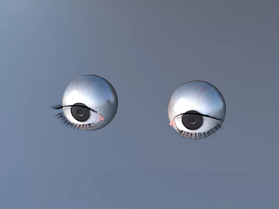 Detailed Human Eyes With Long Eyelashes And Realistic Pupil Structure On Gray Background 3d model