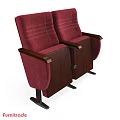 Red Upholstered Leisure Chairs with Wooden Armrests and Sturdy Legs