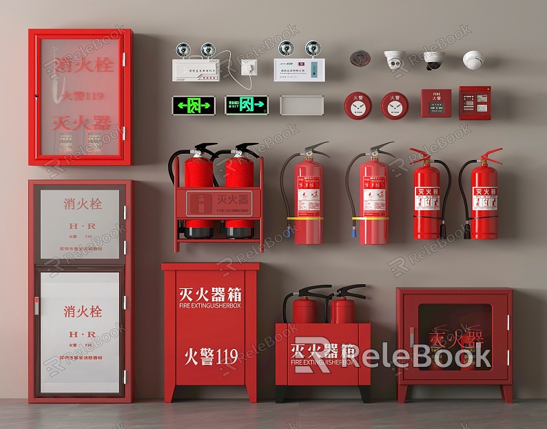 Fire Extinguisher Fire Hydrant Fire Station Exit Alarm Alarm Fire Lighting model