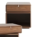 Modern Wooden Bedside Table With Drawer Metal Handle And Open Shelf