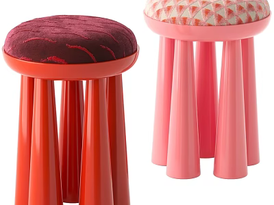 Vibrant Stylish Round Upholstered Sofa Stool With Bright Glossy Legs For Modern Cozy Home Spaces 3d model