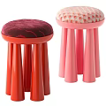 Vibrant Stylish Round Upholstered Sofa Stool With Bright Glossy Legs For Modern Cozy Home Spaces