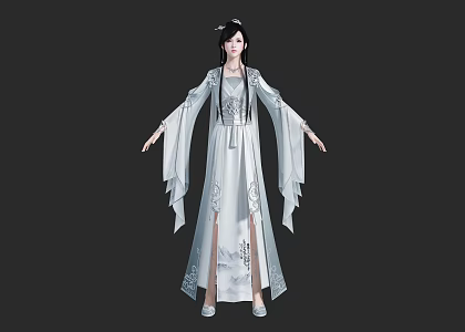 PBR Hanfu Beauty Ancient Suit Female Chivalry Ancient Suit Beauty Ancient Style Royal Sister Little Sister Girl Senior Sister Ancient Martial Arts Sister Ancient Martial Arts Sister 3d model