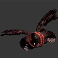Fantasy Mythical Winged Creature With Red Scarf Brown Furry Body Claws And Tail