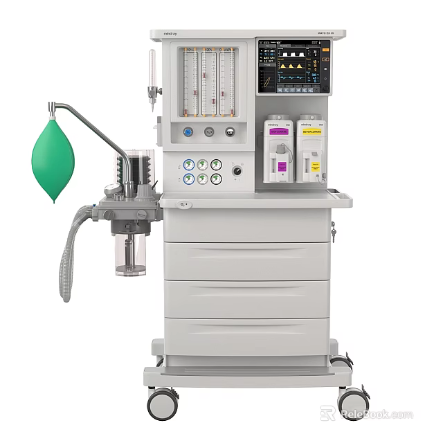 Medical Anesthesia Machine With Advanced Control Panel Digital Display And Storage Drawers 3d model