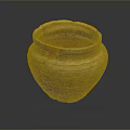 Traditional Handcrafted Ceramic Sculpture Featuring Textured Surface Crackled Design And Orange Accents