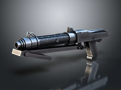 Futuristic Weapon Design With Black Metallic Texture And Complex Structure 3d model