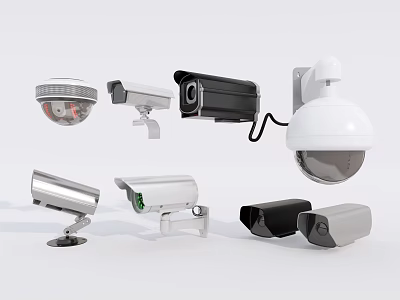 High Quality Projection Monitoring Surveillance Cameras Featuring Dome Bullet and Box Types 3d model
