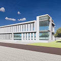 The second floor office building of modern office building 3d model