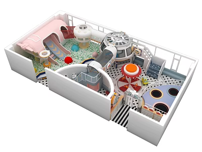 Colorful Indoor Playground With Slide Ball Pit Climbing Frame And Rotating Structures 3d model