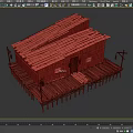Wooden House With Sloped Roof And Wooden Plank Walls On Stilts Platform