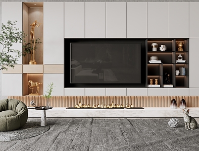 Modern TV background wall TV cabinet 3d model