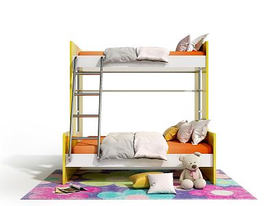 Modern bed-and-bed children's high-low bed model