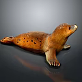 Realistic Brown Spotted Seal Figurine In Lying Pose With Detailed Features