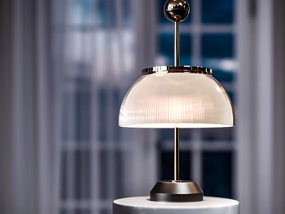 Modern Table Lamp With Metal Stand Top Sphere White Lampshade And Black Base 3d model