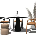 Modern Dining Table and Chair Combination Round Table and Chair Combination 3d model