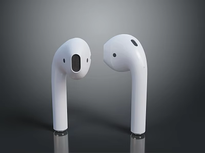 Pair of White Wireless Earbuds With In Ear Design And Microphone Holes 3d model