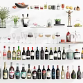 Various Types Of Wine Bottles And Glasses In Assorted Display Collection
