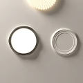 Modern White Pleated Ceiling Lights With Gold Center And Round Black White Frames