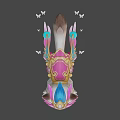Cute Fluffy Cat With Pink Bow And Golden Crown On Head