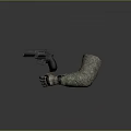 Black Pistols Held By Hands Wearing Camouflage Gloves In Tactical Scene