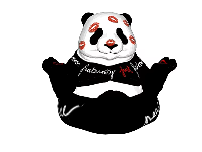 Giant Panda Cat Bear Bamboo Bear Silver Dog Cave Ga Du Cave Ga Zhi Yi Leopard Iron Eater Toy 3d model