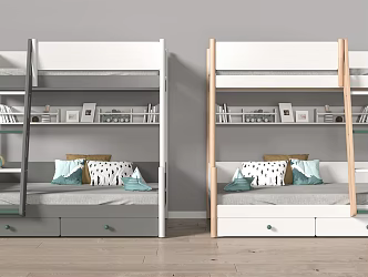 Modern upper and lower bunk bed 3d model