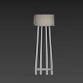 Modern Floor Lamp With Beige Linen Shade Metal Stand And Gray Trim