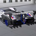 Racing Car With Open Cockpit Red White Blue Stripes And Aerodynamic Design