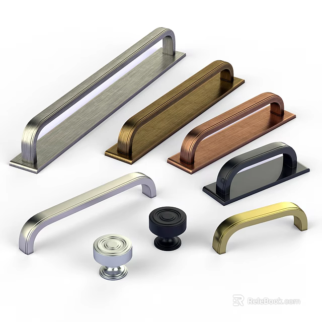 Stylish Door Handles In Various Metal Styles And Different Color Finishes 3d model 