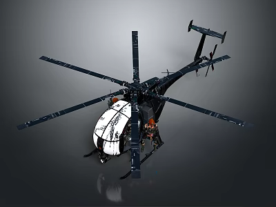Space Exploration Helicopter Model With White Body And Black Rotor Parts 3d model
