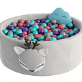 Kids Play Equipment Gray Ball Pit With Colorful Balls Deer Design Blue Cloud Smiling