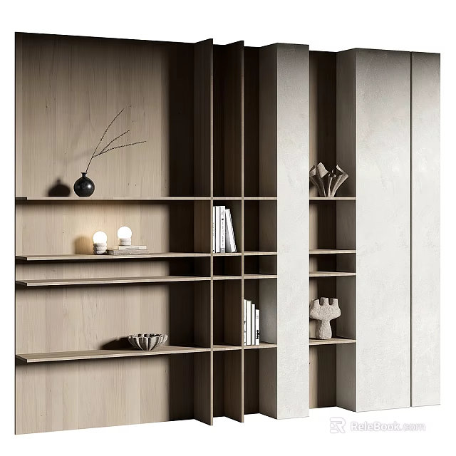 Modern Wooden Decorative Cabinet With Shelves For Books And Decor 3d model 