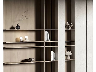 Modern Wooden Decorative Cabinet With Shelves For Books And Decor 3d model