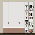 Modern Wardrobe With White And Brown Design Open Storage Shelves Books Stuffed Toys And Decorations