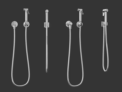 Modern Chrome Shower Accessories Collection With Handheld Sprayers And Fixed Rods 3d model