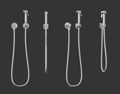 Modern Chrome Shower Accessories Collection With Handheld Sprayers And Fixed Rods 3d model