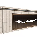 Modern Feature Wall Design With Striped Patterns Stone Texture And Decorative Elements 3d model