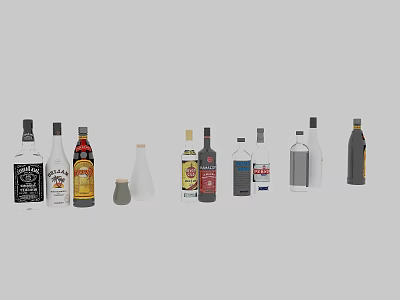 Varied Decorative Ornament Set Featuring Different Bottles and Small Decor Items 3d model